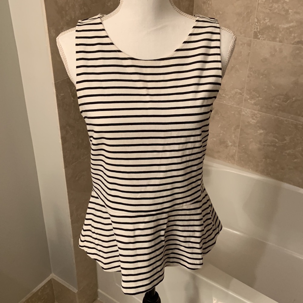 J.CREW Ponte Peplum Top in Stripe